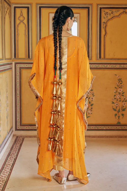 Saffron Center Line Kaaftan with Pant
