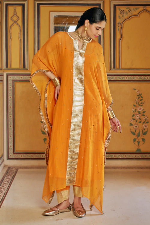 Saffron Center Line Kaaftan with Pant