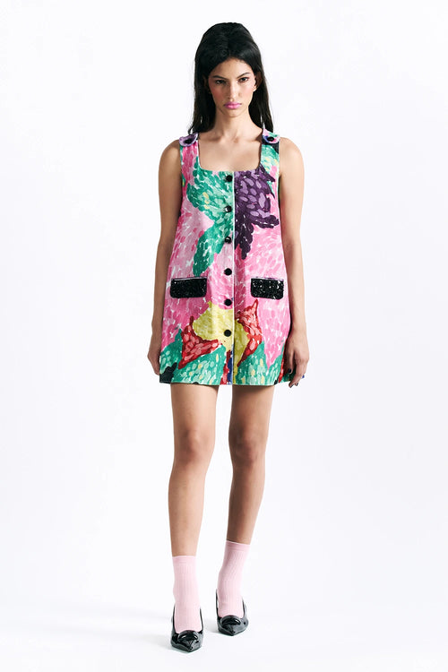 Linear Bloom Mini Dress