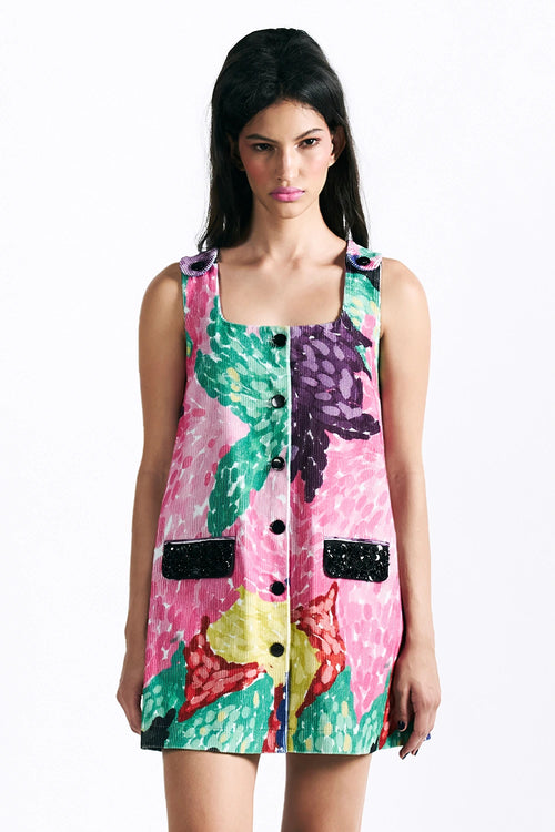 Linear Bloom Mini Dress