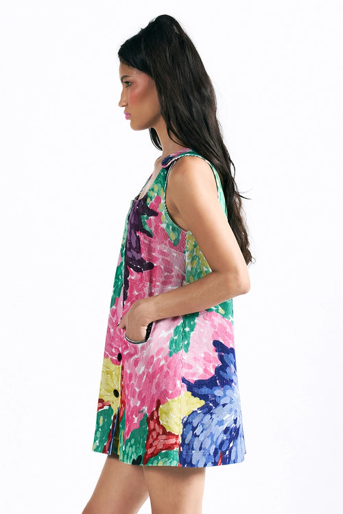 Linear Bloom Mini Dress
