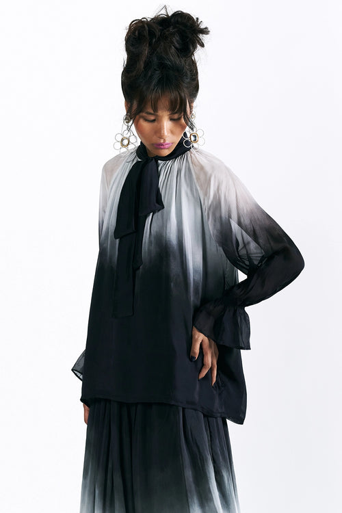 Charcoal Scarf Neck Top