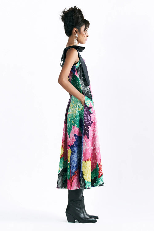 Linear Bloom Midi Dress