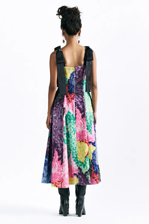 Linear Bloom Midi Dress