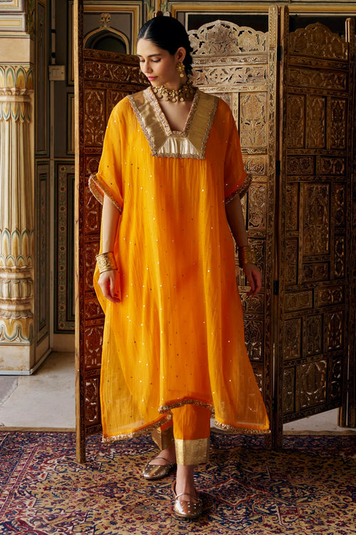 Saffron Glass Kaaftan with Pant