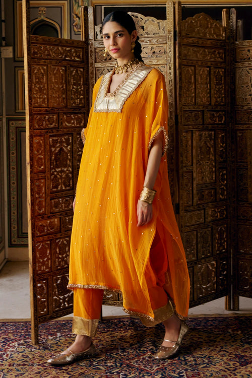 Saffron Glass Kaaftan with Pant