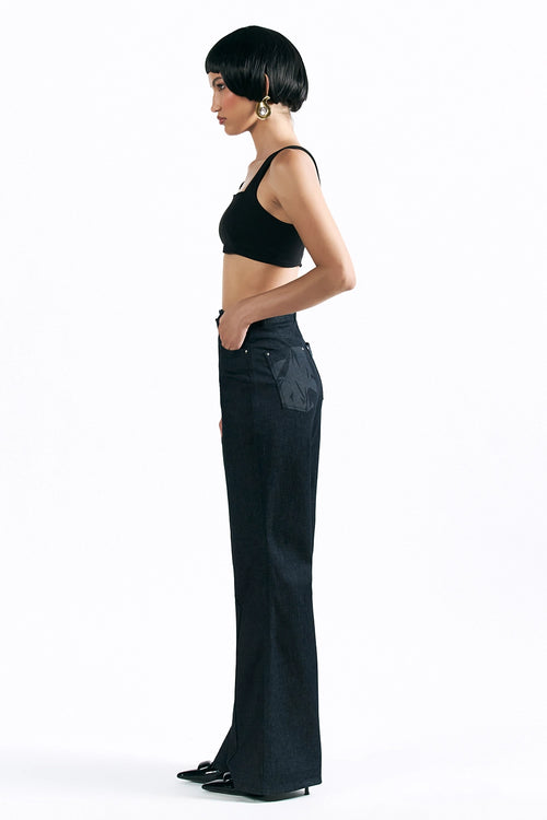 Etched Blossom Boot Cut Trousers