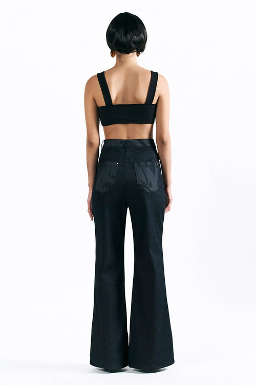 Etched Blossom Boot Cut Trousers