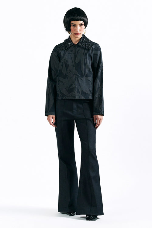 Etched Blossom Cropped Jacket