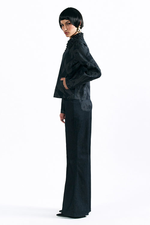 Etched Blossom Cropped Jacket