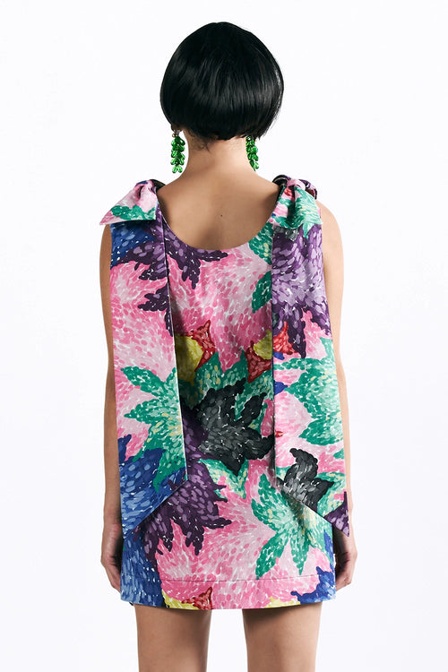 Mosaic Peonies Mini Dress