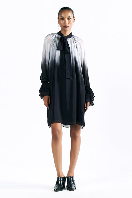 Charcoal Scarf Neck Dress