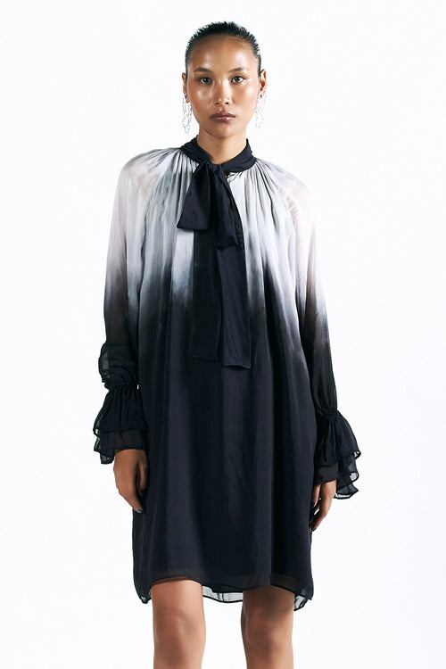 Charcoal Scarf Neck Dress