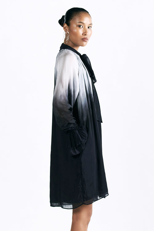 Charcoal Scarf Neck Dress