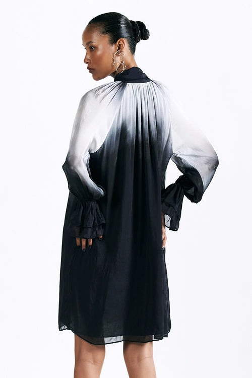 Charcoal Scarf Neck Dress