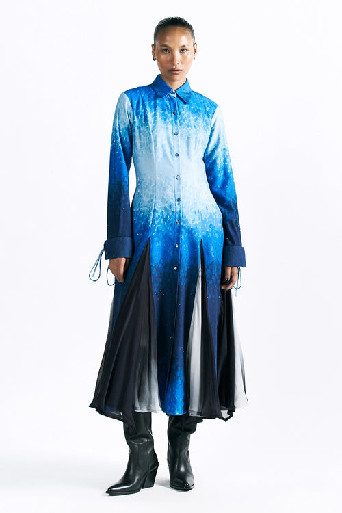 Mosaic Cobalt Midi Shirt Dress