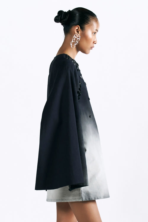 Midnight Wash Mini Cape Dress