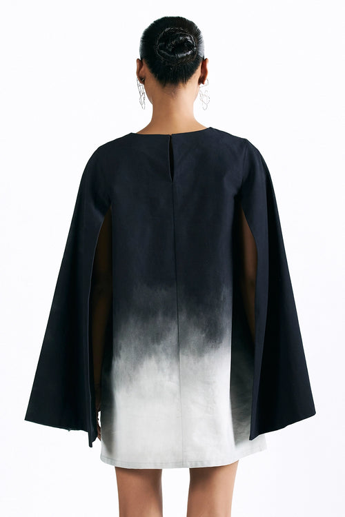 Midnight Wash Mini Cape Dress
