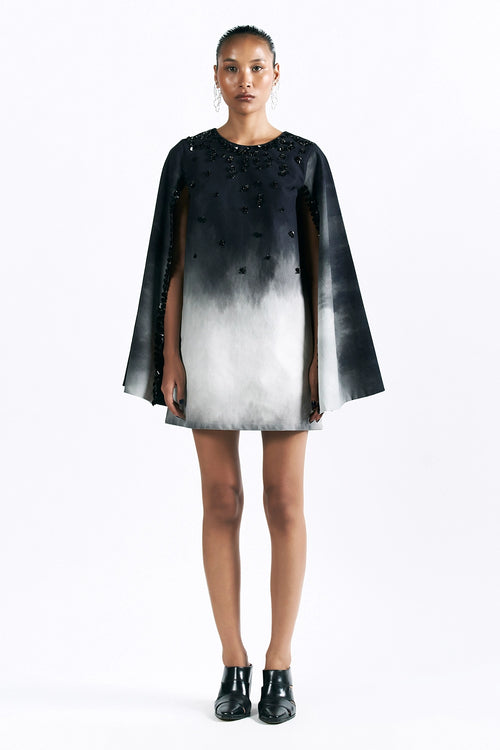 Midnight Wash Mini Cape Dress