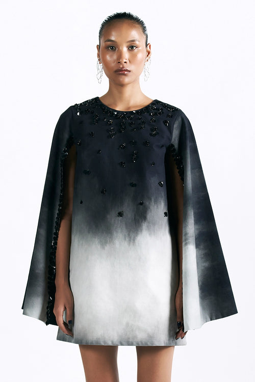 Midnight Wash Mini Cape Dress