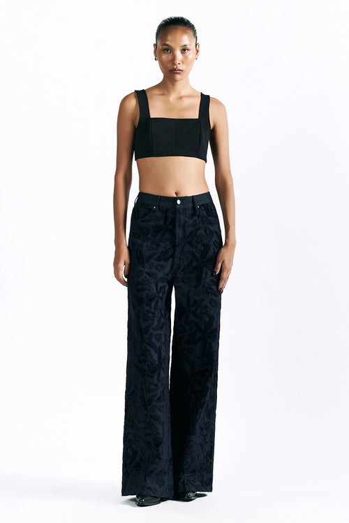 Velvet Blossom Straight Trousers