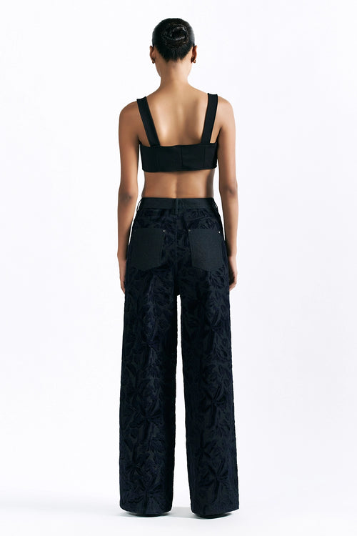 Velvet Blossom Straight Trousers