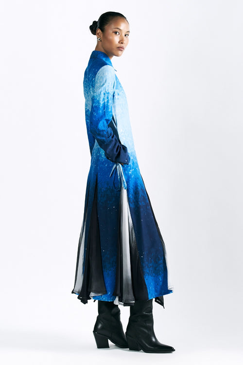Mosaic Cobalt Midi Shirt Dress