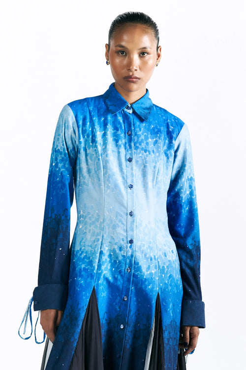 Mosaic Cobalt Midi Shirt Dress