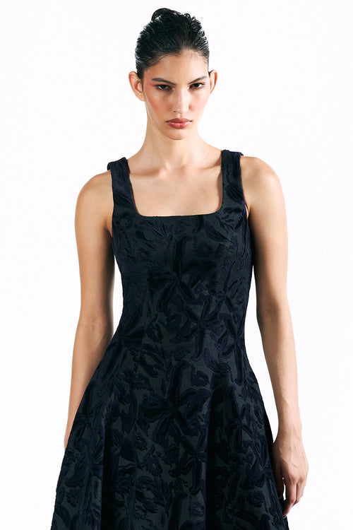 Velvet Blossom Midi Dress