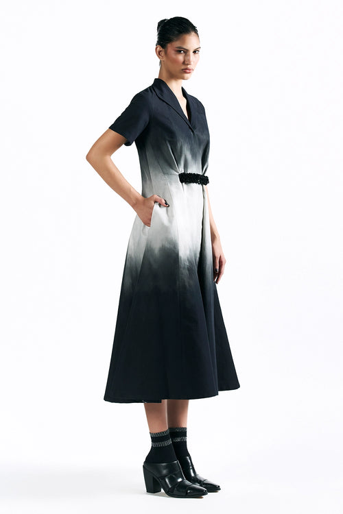 Midnight Wash Belted Midi Dress