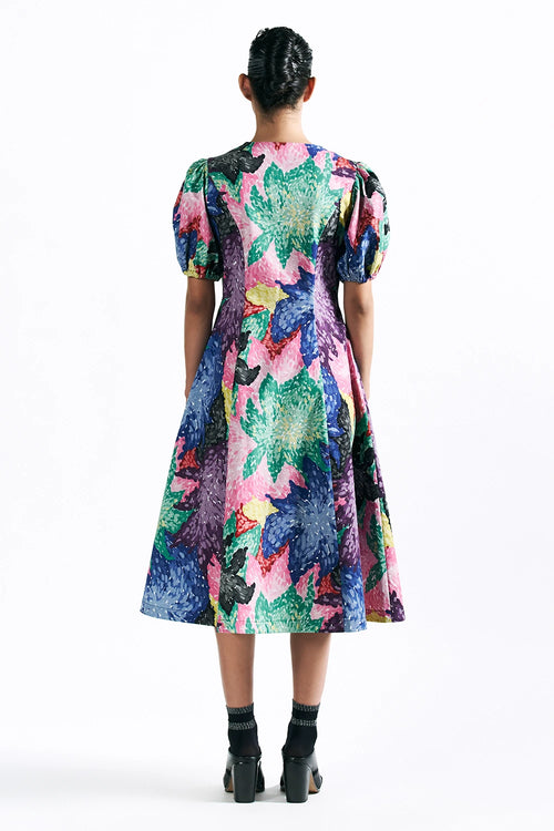 Mosaic Peonies Midi Dress