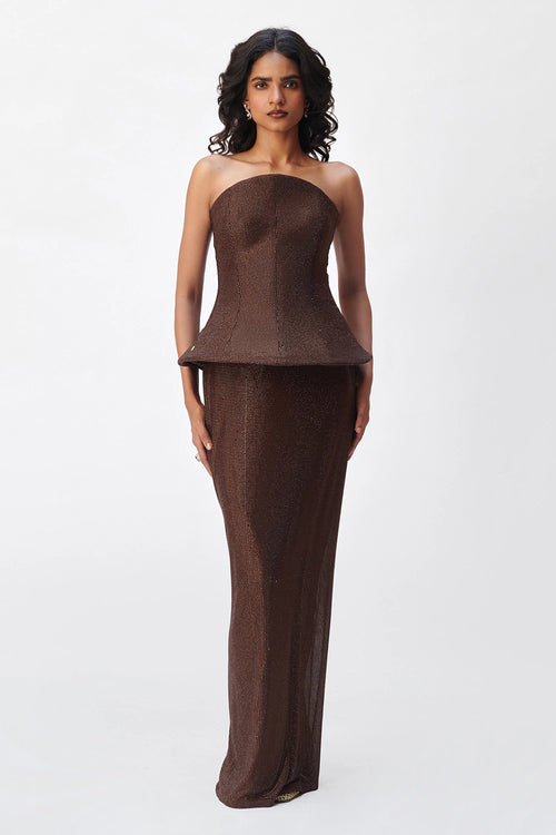 Brown Murti Set With Skirt
