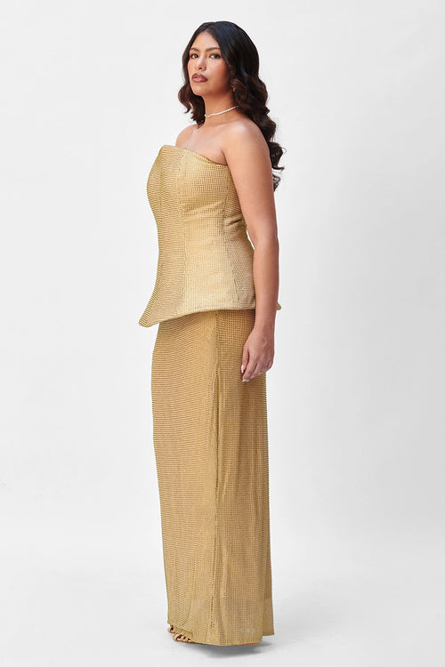 Beige Murti Set With Skirt