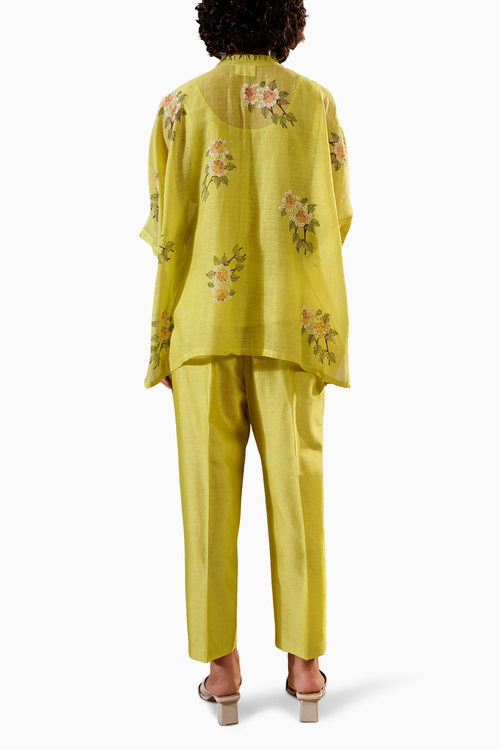 Lemon Yellow Dahlia Block Print Top and Pant