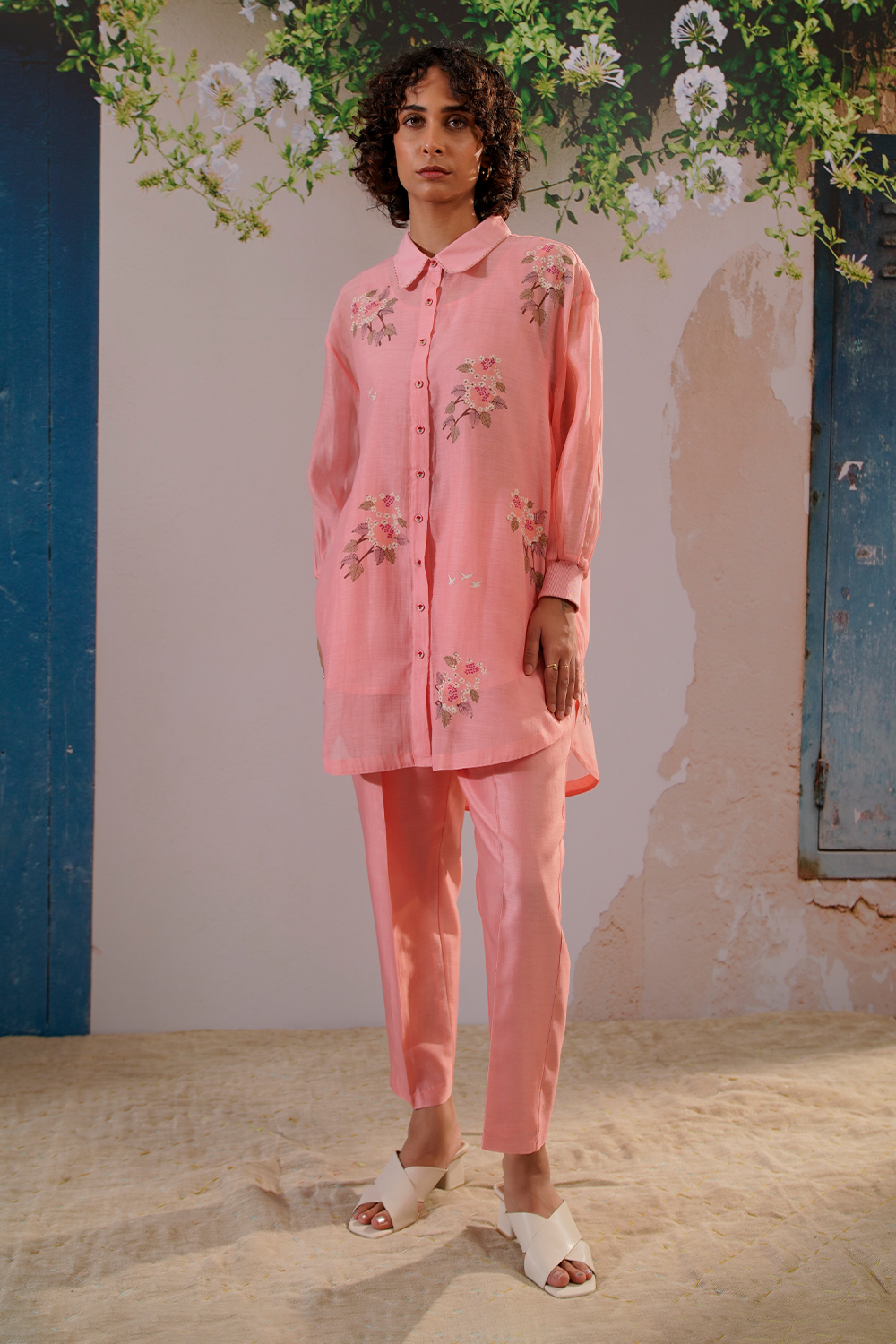 Pink Dahlia Block Print Shirt and Pant