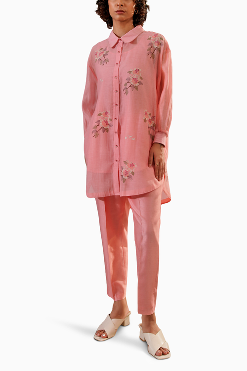 Pink Dahlia Block Print Shirt and Pant