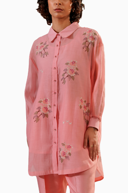 Pink Dahlia Block Print Shirt and Pant