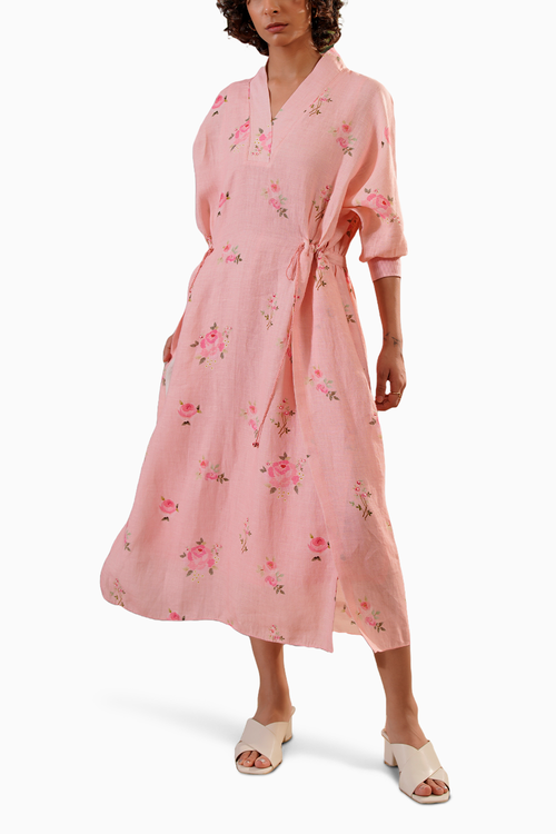 Pink Scarlett Digital Print Side String Dress