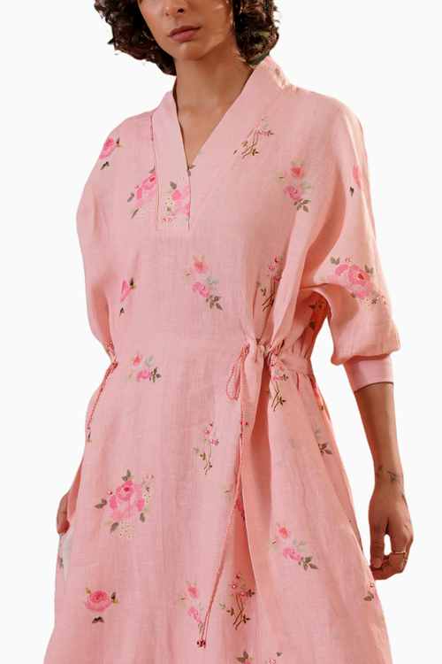 Pink Scarlett Digital Print Side String Dress