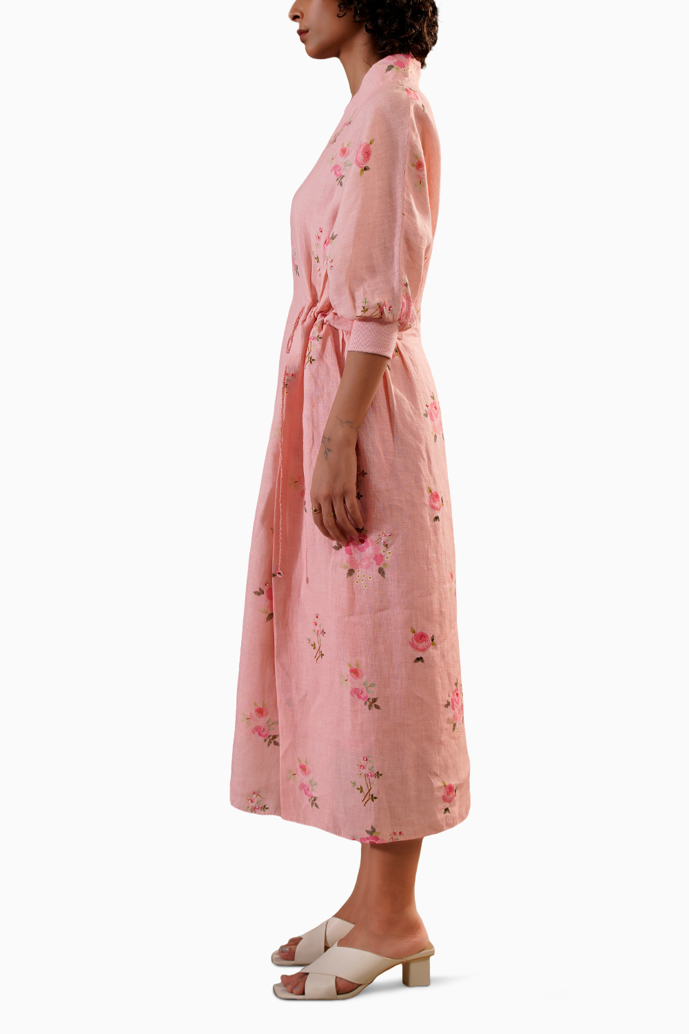 Pink Scarlett Digital Print Side String Dress