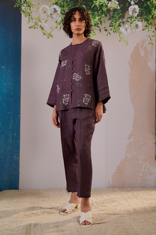 Lavender Dahlia Block Print Shirt and Pant