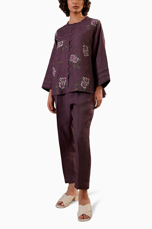 Lavender Dahlia Block Print Shirt and Pant