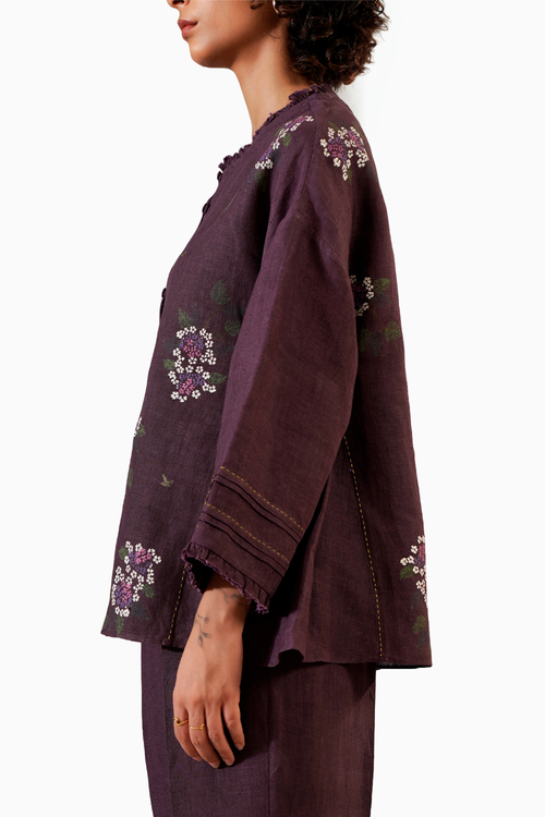 Lavender Dahlia Block Print Shirt and Pant