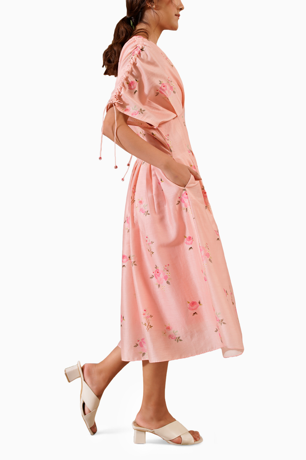 Pink Scarlett Digital Print Box Pleated Dress