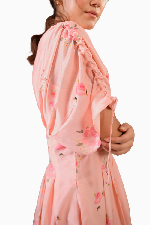 Pink Scarlett Digital Print Box Pleated Dress