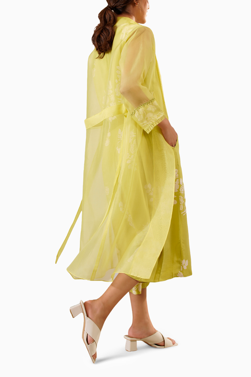 Lemon Discharge Print Printed Jumpsuit and Jacket