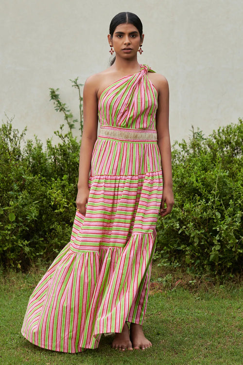 Lollipop Striper One Shoulder Dress