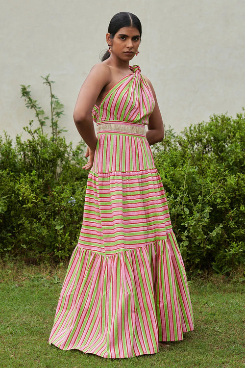 Lollipop Striper One Shoulder Dress
