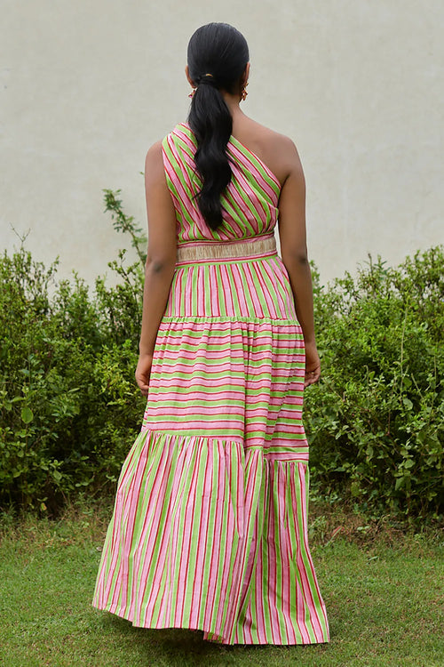 Lollipop Striper One Shoulder Dress