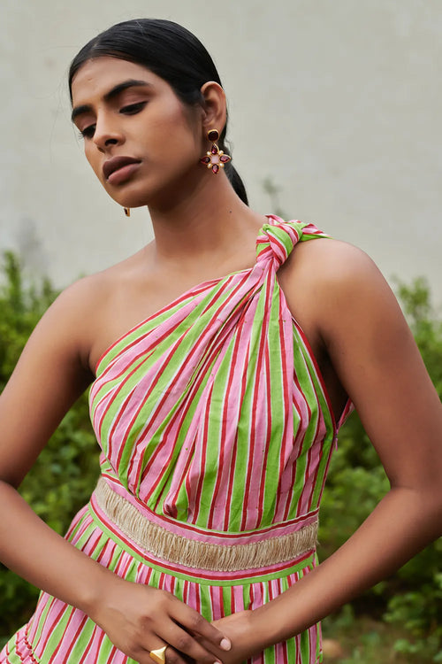 Lollipop Striper One Shoulder Dress